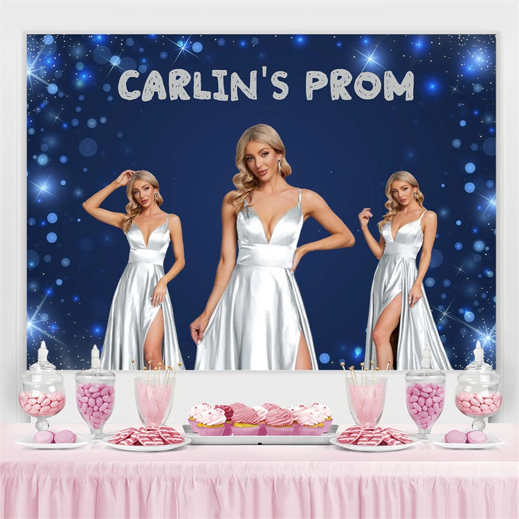 Prom Backdrop Ideas Glamour Blue Lights Graduation Party Customized Backdrop UK GQ3-242
