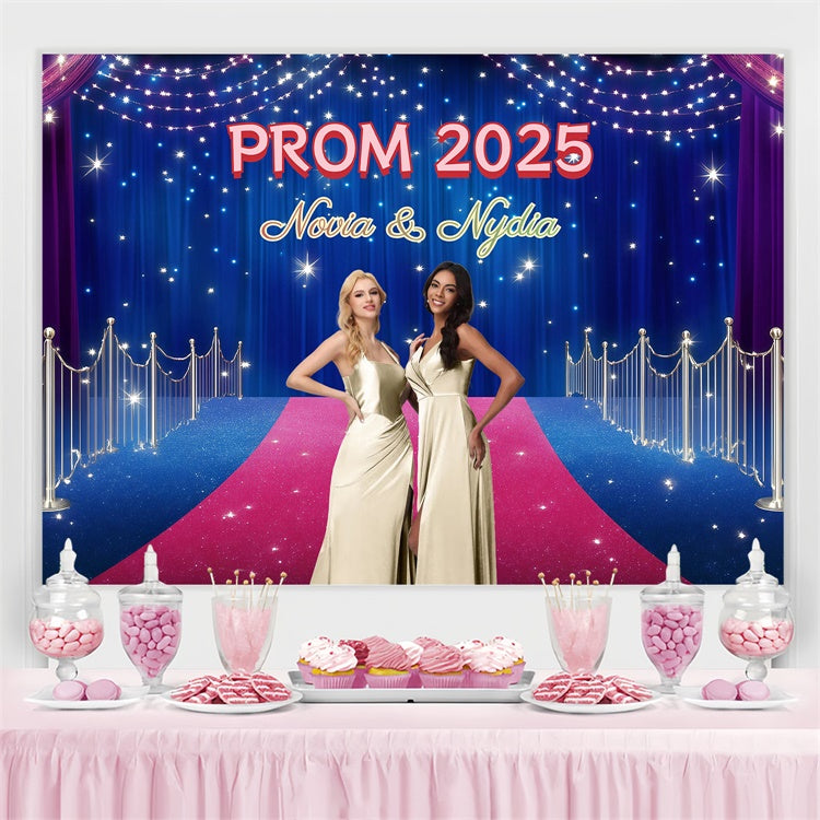 Prom Backdrops Glittering Blue Curtain Graduation Party Custom Backdrop UK GQ3-243