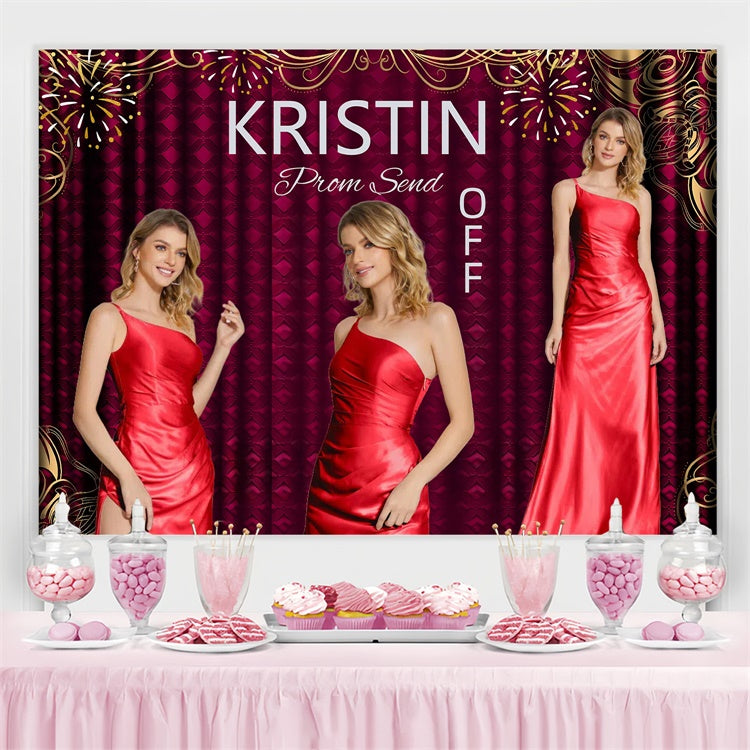 Prom Photo Backdrop Red Glam Graduation Party Personalized Backdrop UK GQ3-245