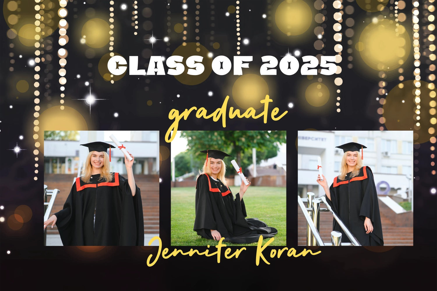 Custom Graduation Backdrop Sparkling String Lights Graduation Party Backdrop UK GQ3-249