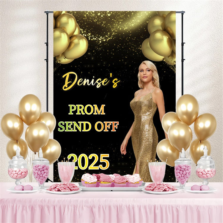 Prom 2025 Backdrop Classy Gold Dress Graduation Party Customized Backdrop UK GQ3-252