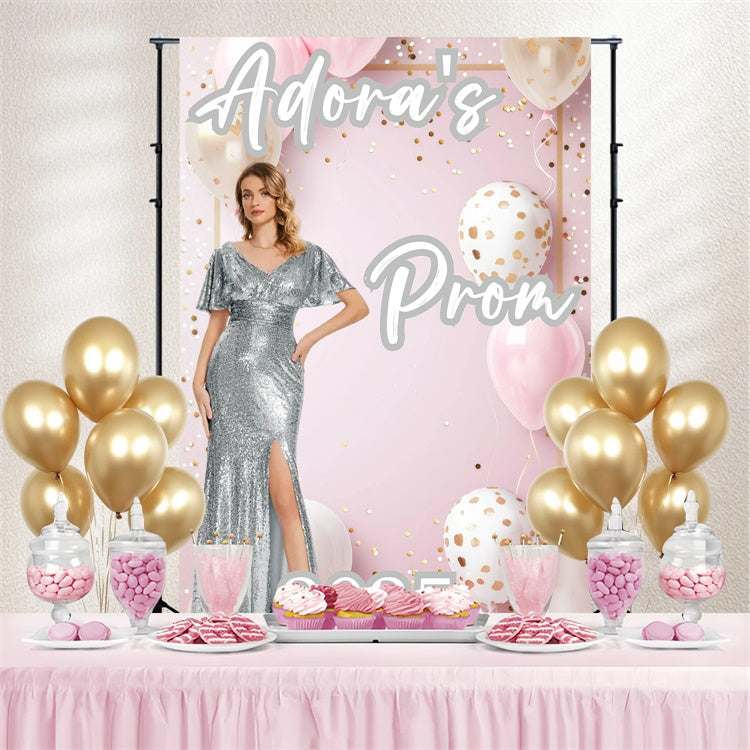Customized Graduation Backdrop Sweet Pink Balloon Graduation Party Backdrop UK GQ3-253