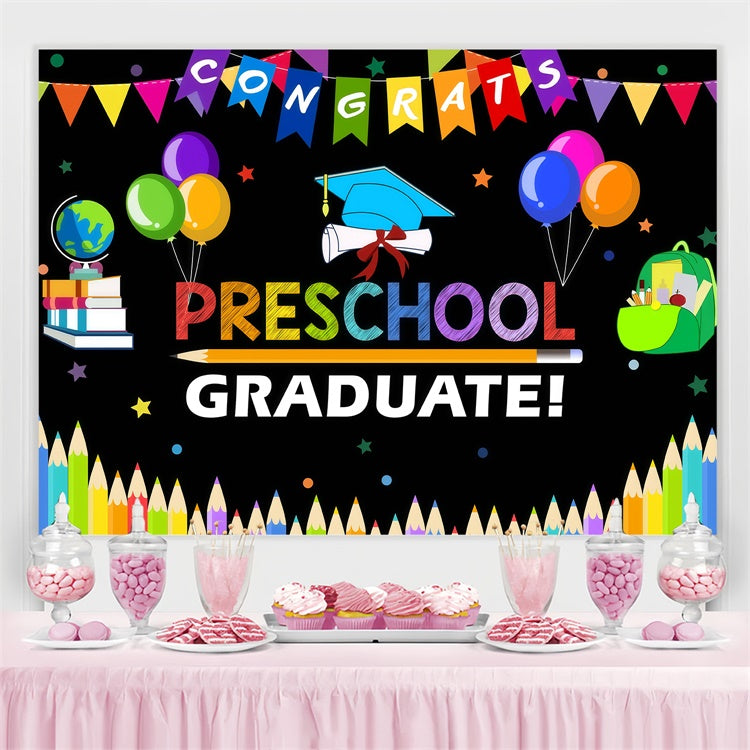 Preschool Graduation Backdrop Rainbow Pencil Graduation Party Backdrop UK GQ3-255