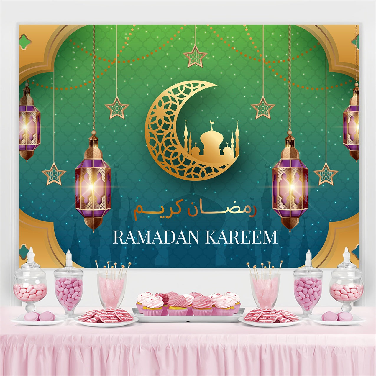 Ramadan Backdrops Vibrant Lantern Festival Backdrop UK GQ3-3