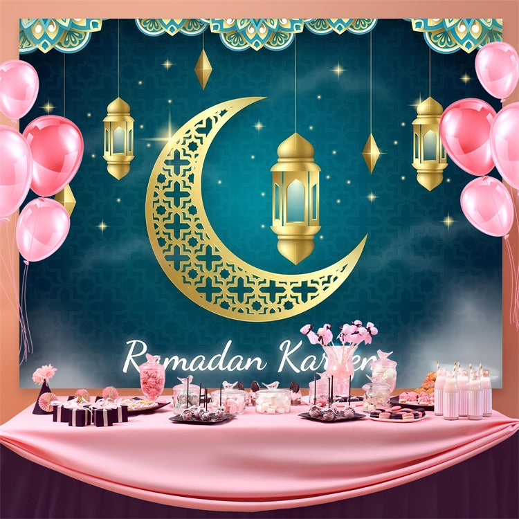 Ramadan Backdrops Gold Crescent Lantern Backdrop UK GQ3-5