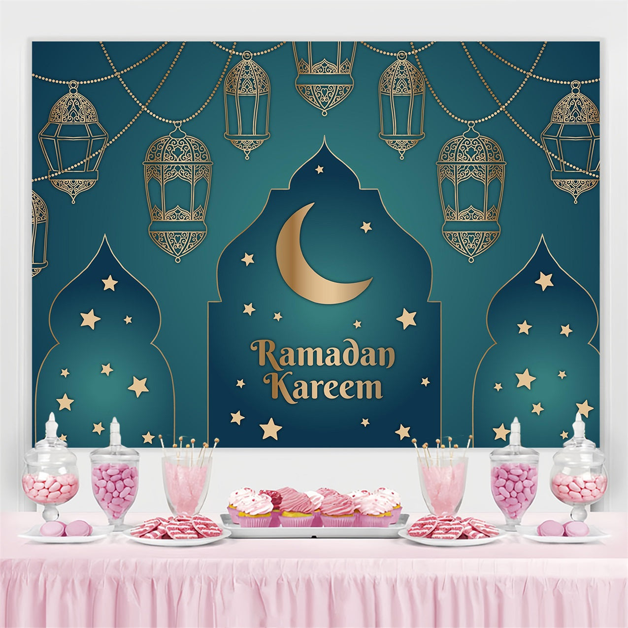 Ramadan Mubarak Backdrop Traditional Kareem Scene Backdrop UK GQ3-6