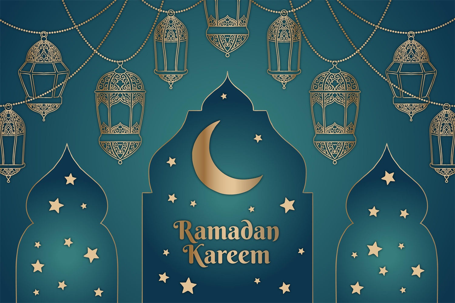 Ramadan Mubarak Backdrop Traditional Kareem Scene Backdrop UK GQ3-6