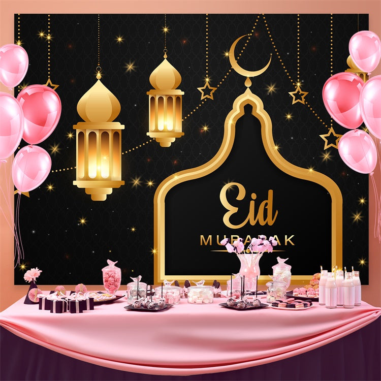 Eid Mubarak Backdrop Golden Lanterns Starry Eid Backdrop UK GQ3-61