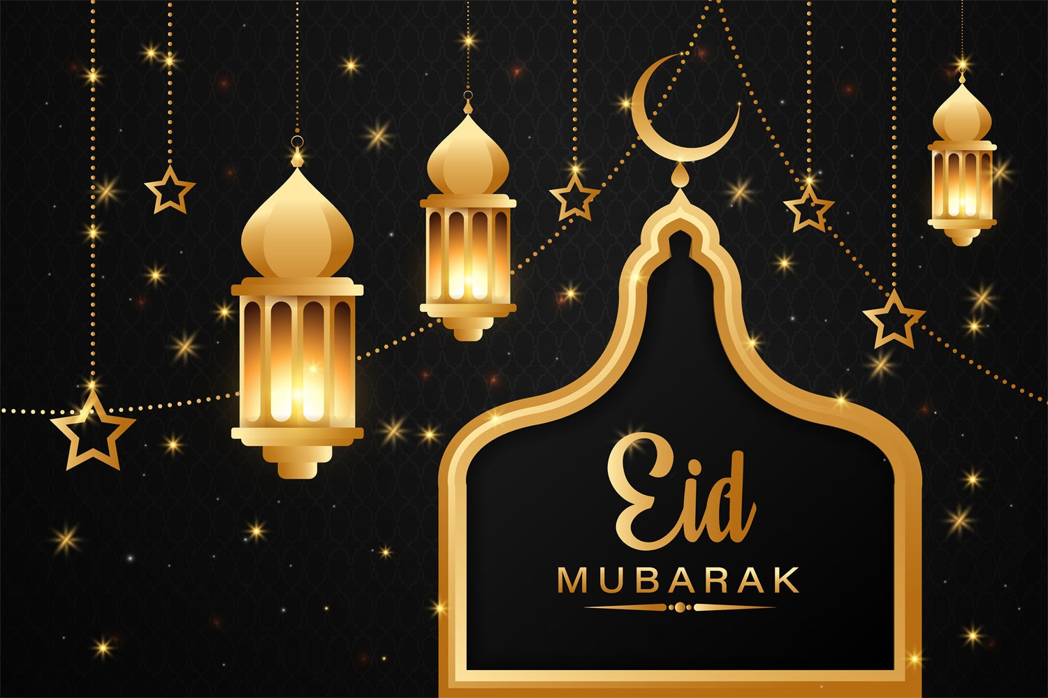 Eid Mubarak Backdrop Golden Lanterns Starry Eid Backdrop UK GQ3-61