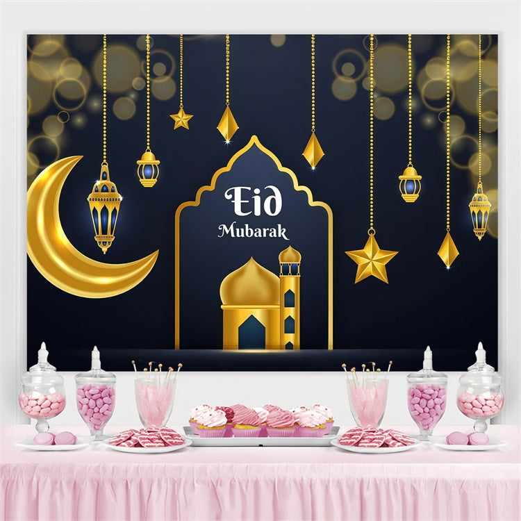 Eid Mubarak Backdrop Shimmering Eid Crescent Lights Backdrop UK GQ3-65
