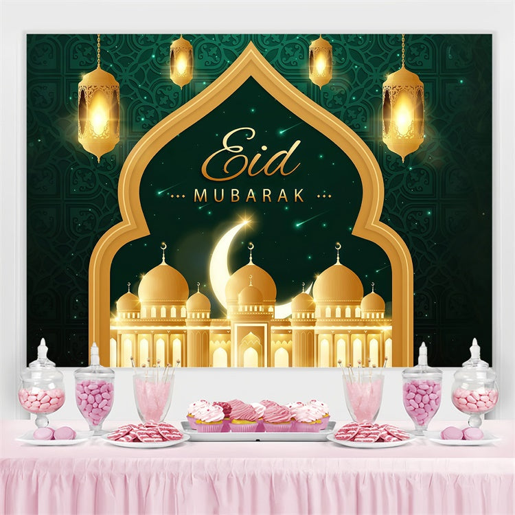 Eid Mubarak Backdrop Opulent Green Gold Eid Backdrop UK GQ3-66