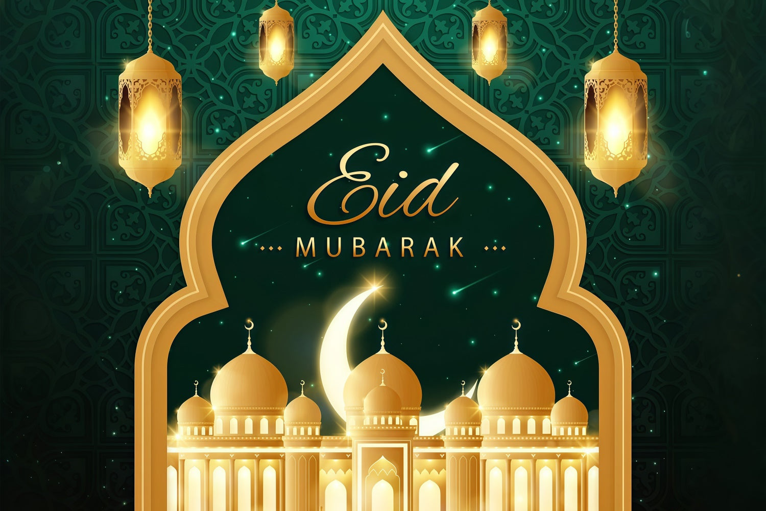 Eid Mubarak Backdrop Opulent Green Gold Eid Backdrop UK GQ3-66