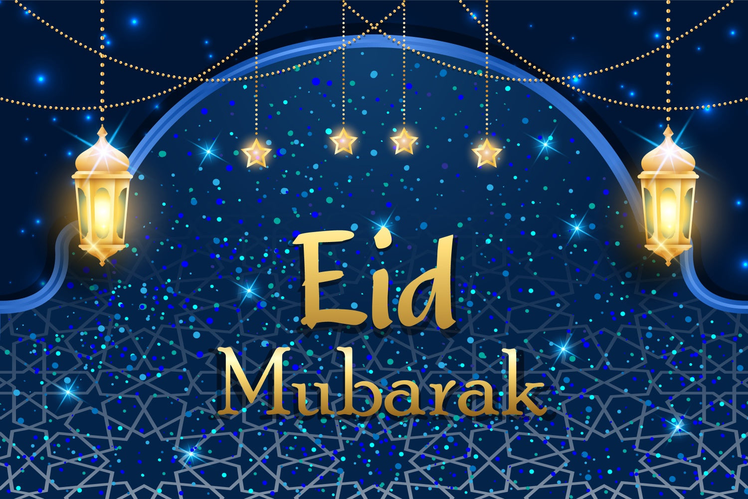 Eid Mubarak Backdrop Royal Blue Festive Night Eid Backdrop UK GQ3-68