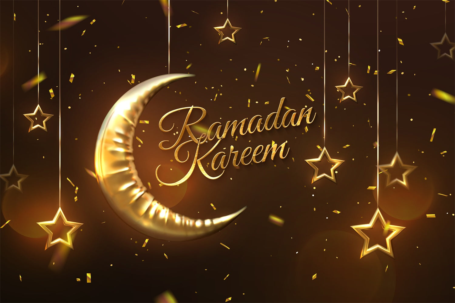Ramadan Backdrops Golden Crescent Moon Backdrop UK GQ3-7