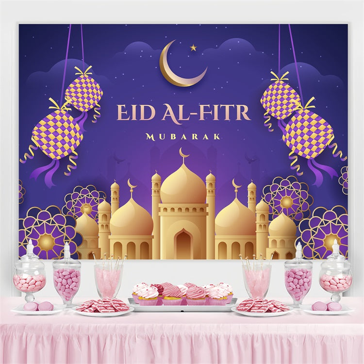 Eid Mubarak Backdrop Crescent Moon Purple Eid Backdrop UK GQ3-73