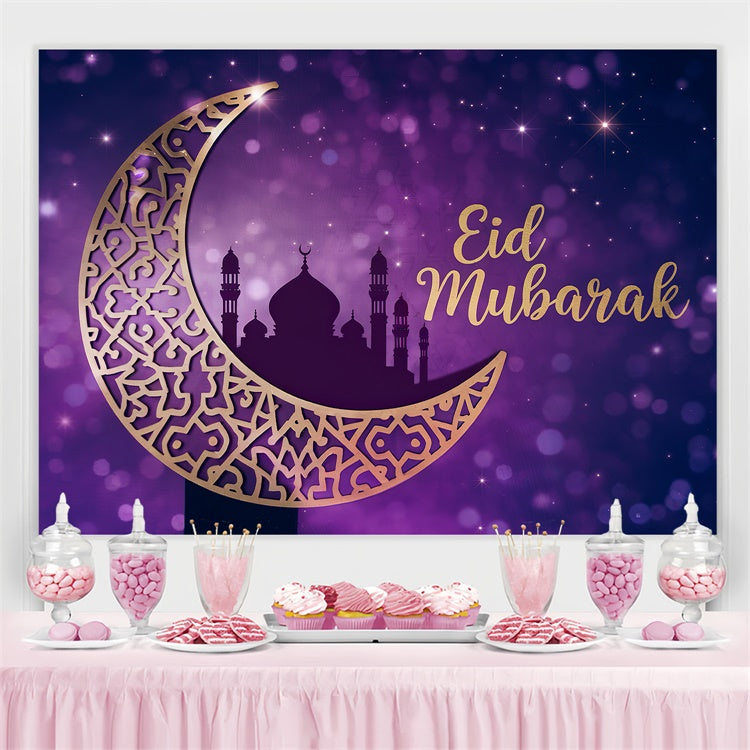 Eid Mubarak Backdrop Royal Purple Starry Celebration Backdrop UK GQ3-83