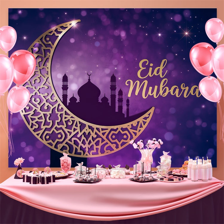 Eid Mubarak Backdrop Royal Purple Starry Celebration Backdrop UK GQ3-83