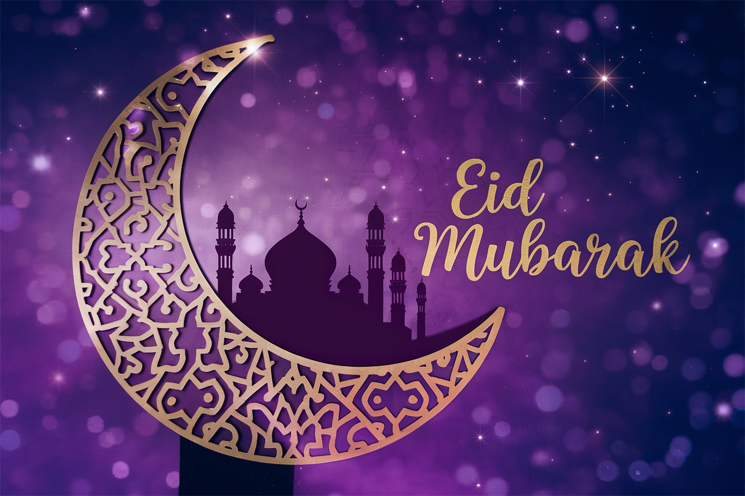 Eid Mubarak Backdrop Royal Purple Starry Celebration Backdrop UK GQ3-83