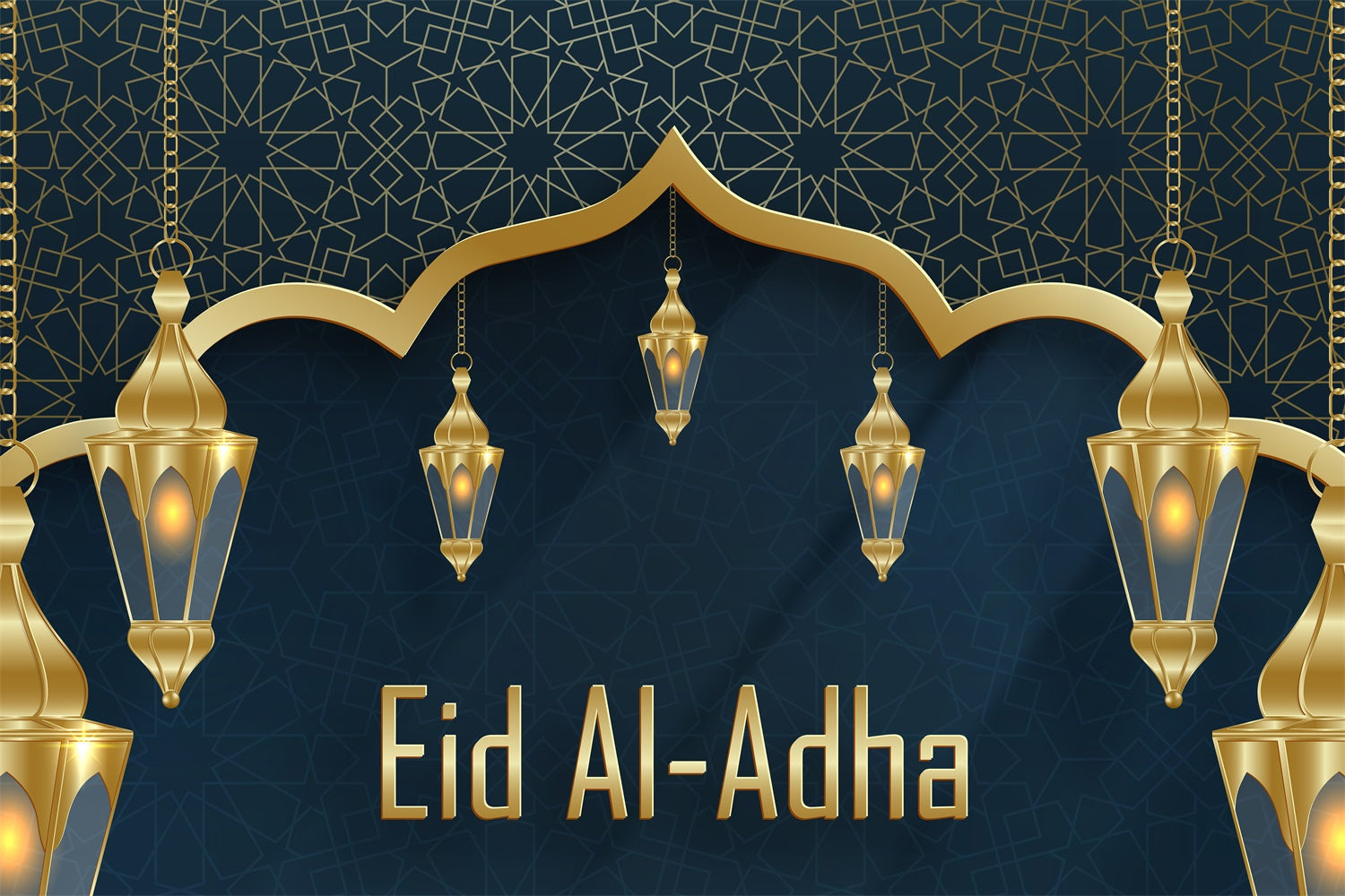 Eid Mubarak Backdrop Elegant Blue Ornate Lanterns Backdrop UK GQ3-86