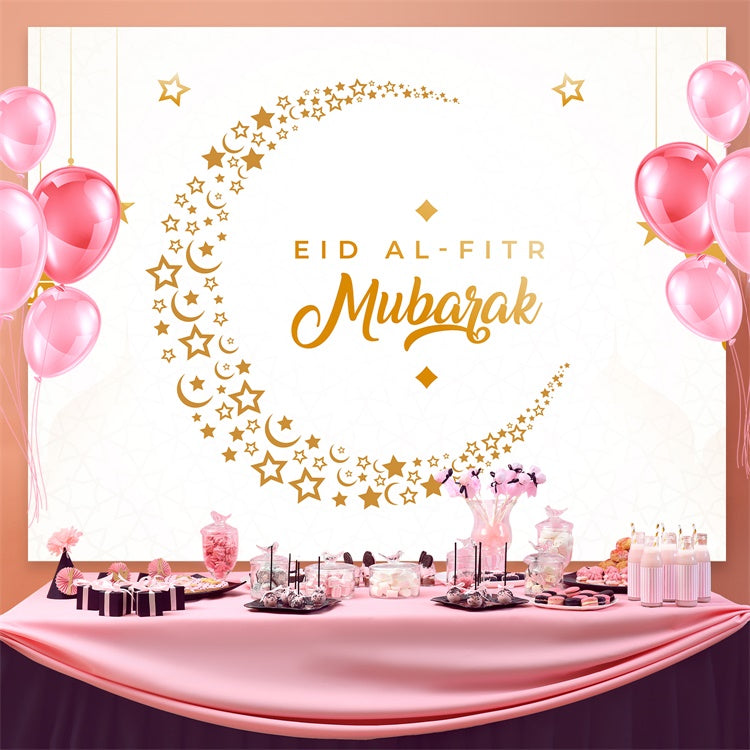 Eid Mubarak Backdrop Minimalist Gold Crescent Eid Backdrop UK GQ3-88