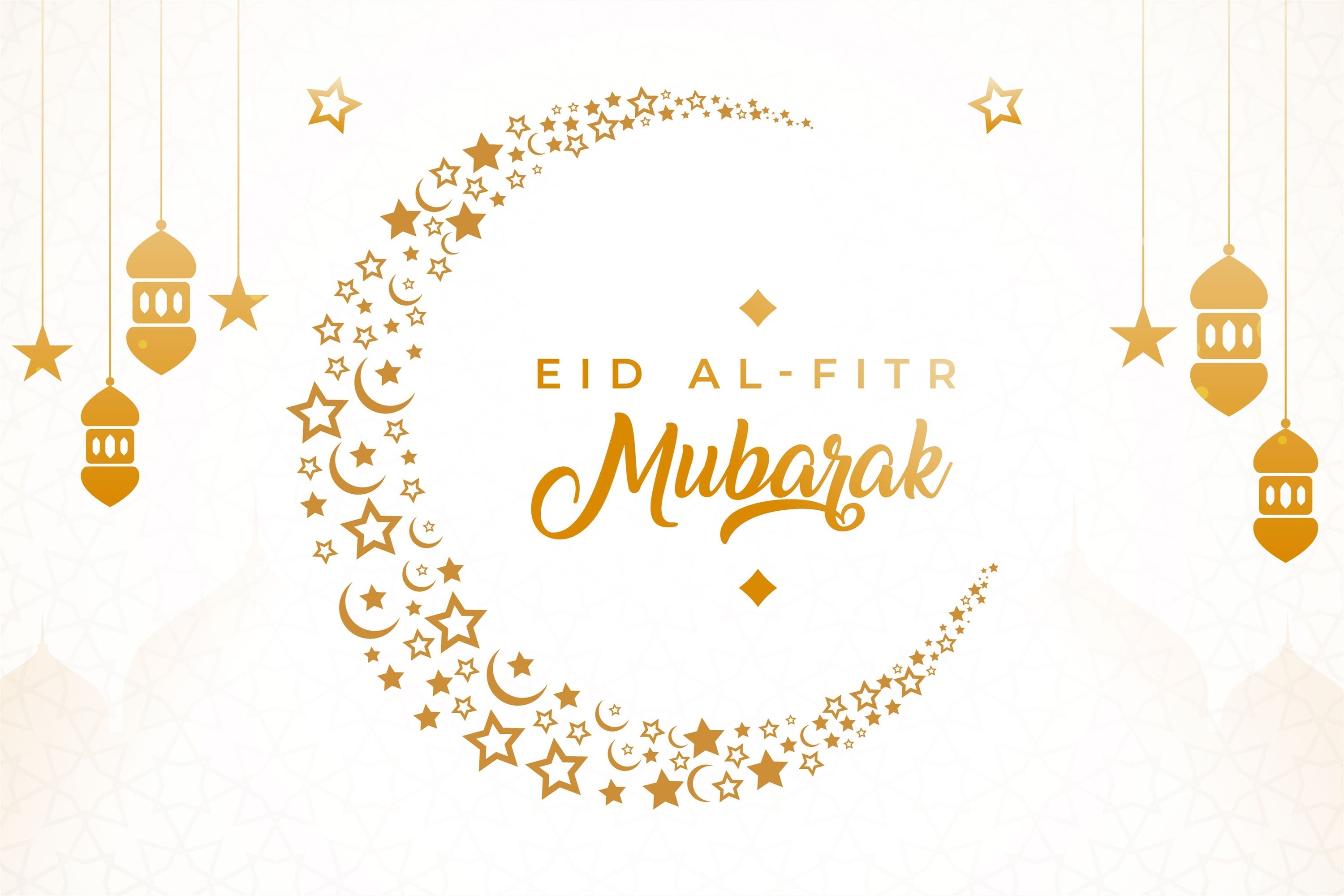 Eid Mubarak Backdrop Minimalist Gold Crescent Eid Backdrop UK GQ3-88