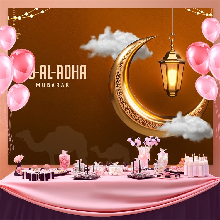 Eid Mubarak Backdrop Desert Night Camel Silhouette Eid Backdrop UK GQ3-95