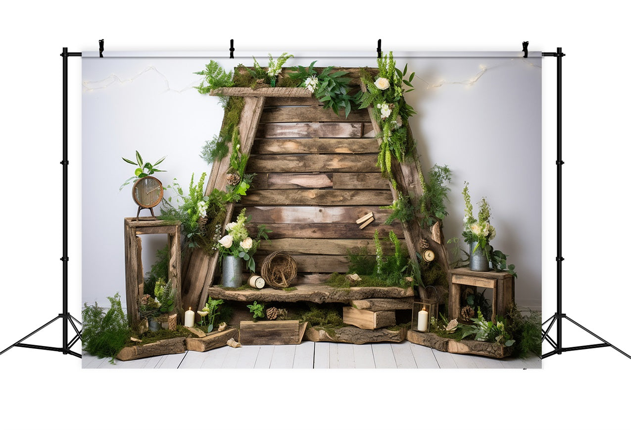 Wood Floor Backdrop Floral Wall Backdrop UK GQ4-120