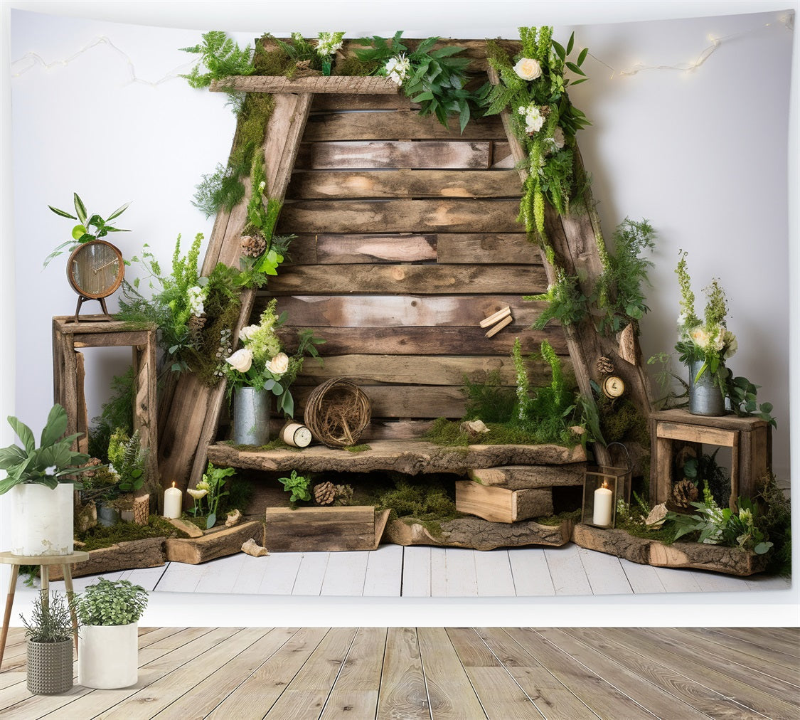 Wood Floor Backdrop Floral Wall Backdrop UK GQ4-120