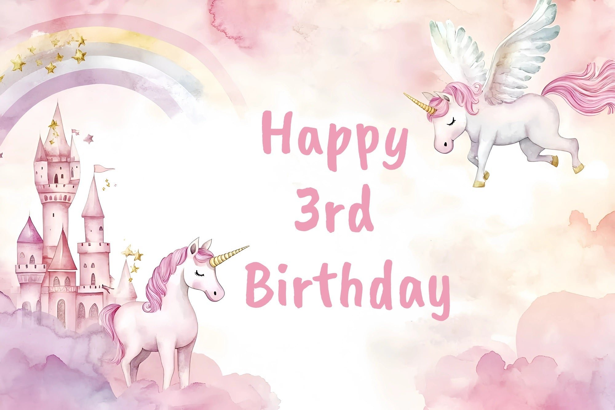 Happy Birthday Backdrop Unicorn Castle 3rd Customized Backdrop UK GQ4-219