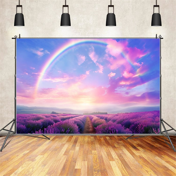 Purple Flower Backdrop Rainbow Lavender Field Backdrop UK GQ4-23