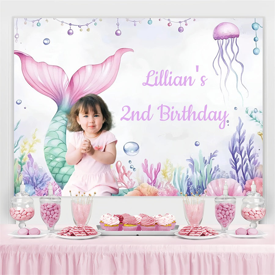 Personalized Backdrop For Birthday Fantasy Mermaid Tail Backdrop UK GQ4-235