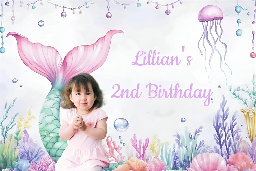 Personalized Backdrop For Birthday Fantasy Mermaid Tail Backdrop UK GQ4-235