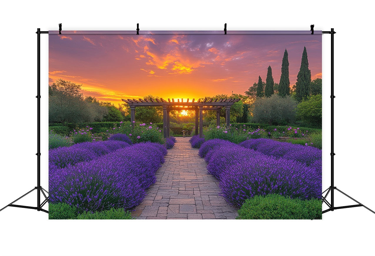 Purple Floral Backdrop Lavender Archway Sunset Photography Backdrop UK GQ4-28