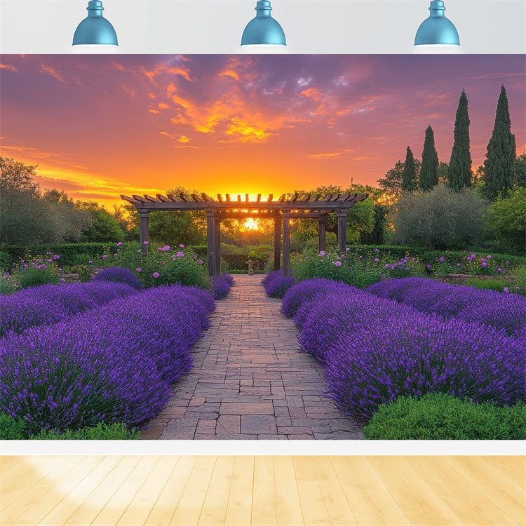 Purple Floral Backdrop Lavender Archway Sunset Photography Backdrop UK GQ4-28