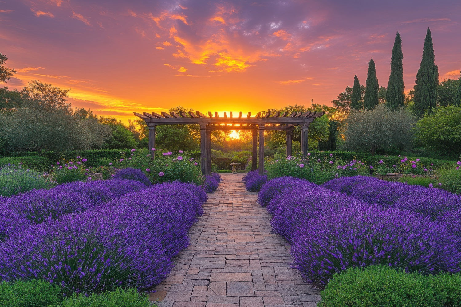 Purple Floral Backdrop Lavender Archway Sunset Photography Backdrop UK GQ4-28