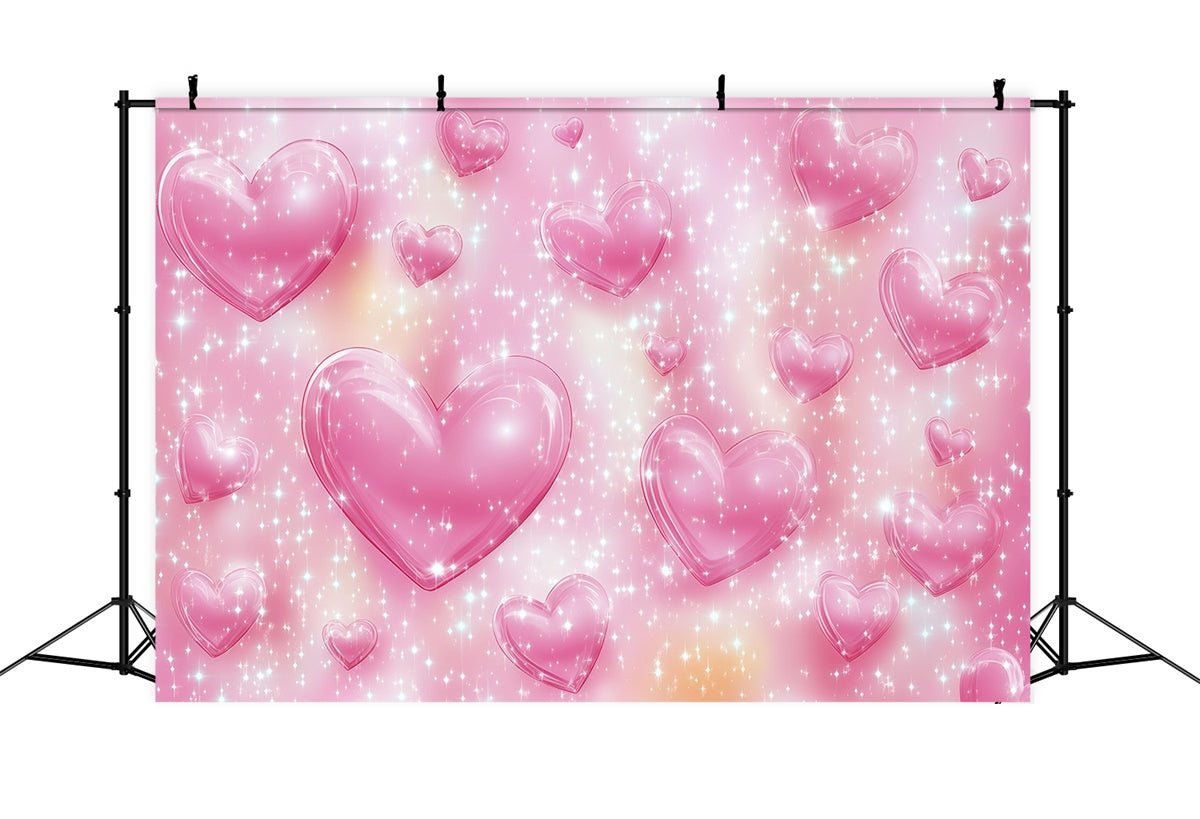 Old School Photo Backdrop Sparkling Pink Hearts Vintage Backdrops UK GQ4-298