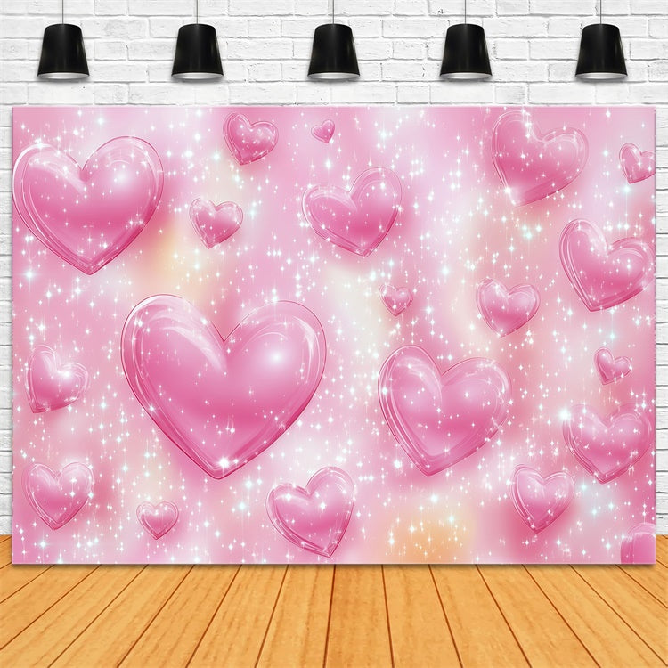 Old School Photo Backdrop Sparkling Pink Hearts Vintage Backdrops UK GQ4-298