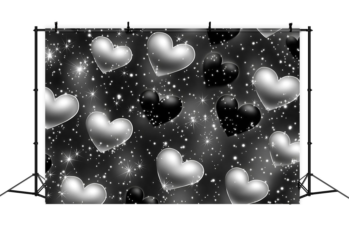 Old School Backdrop Midnight Glow Silver Heart Vintage Backdrop UK GQ4-299