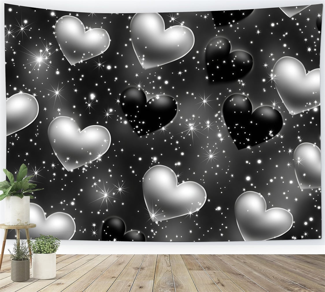 Old School Backdrop Midnight Glow Silver Heart Vintage Backdrop UK GQ4-299