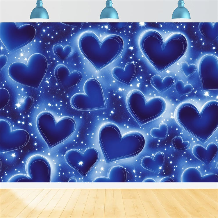 Old School Backdrop Twilight Blue Shining Hearts Vintage Backdrop UK GQ4-301