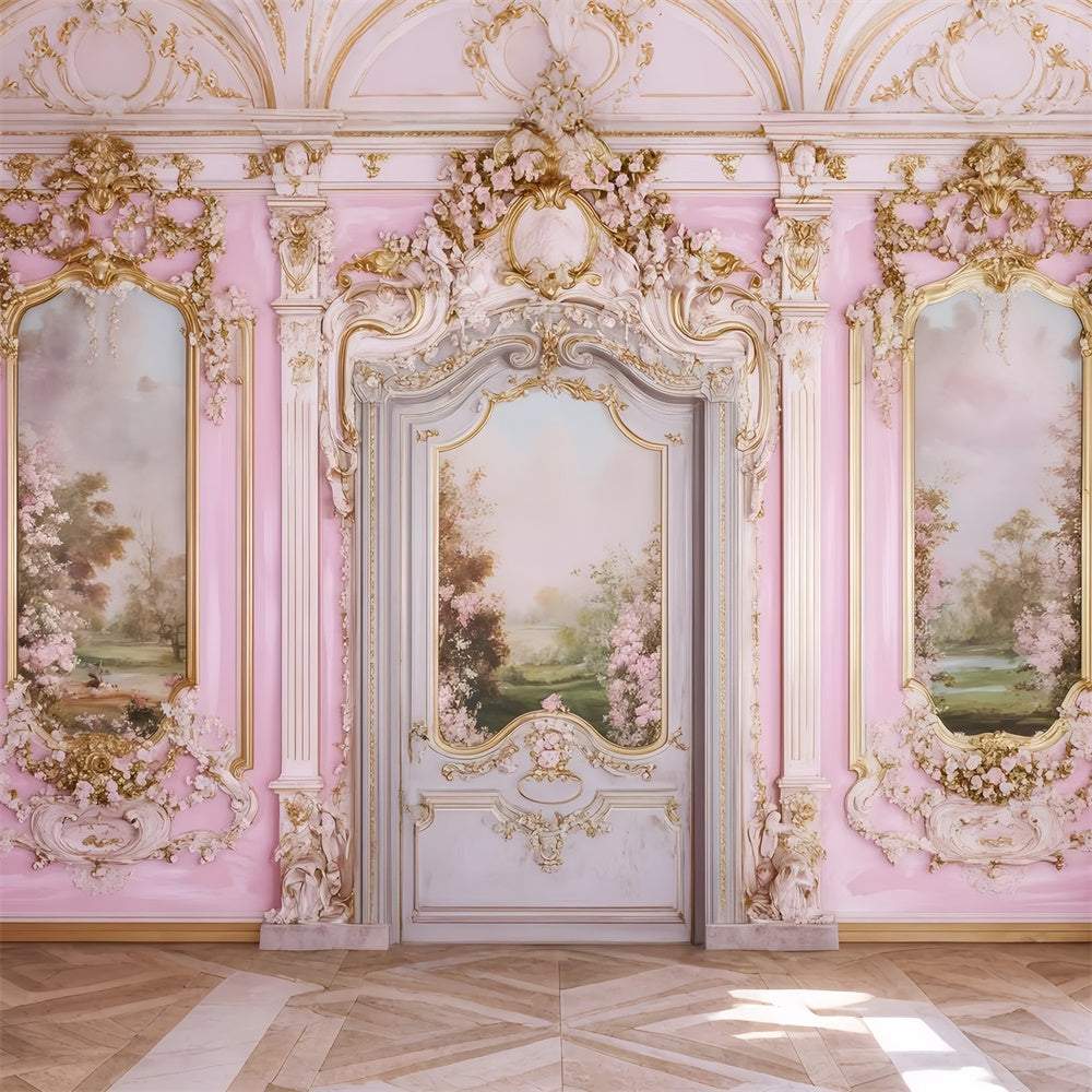 Vintage Wall Backdrop Floral Pink Gold Wall Vintage Photo Backdrop UK GQ4-303