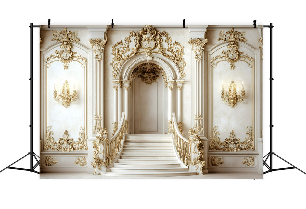 Retro Photo Backdrop Glamorous Baroque Hall Vintage Backdrop UK GQ4-304