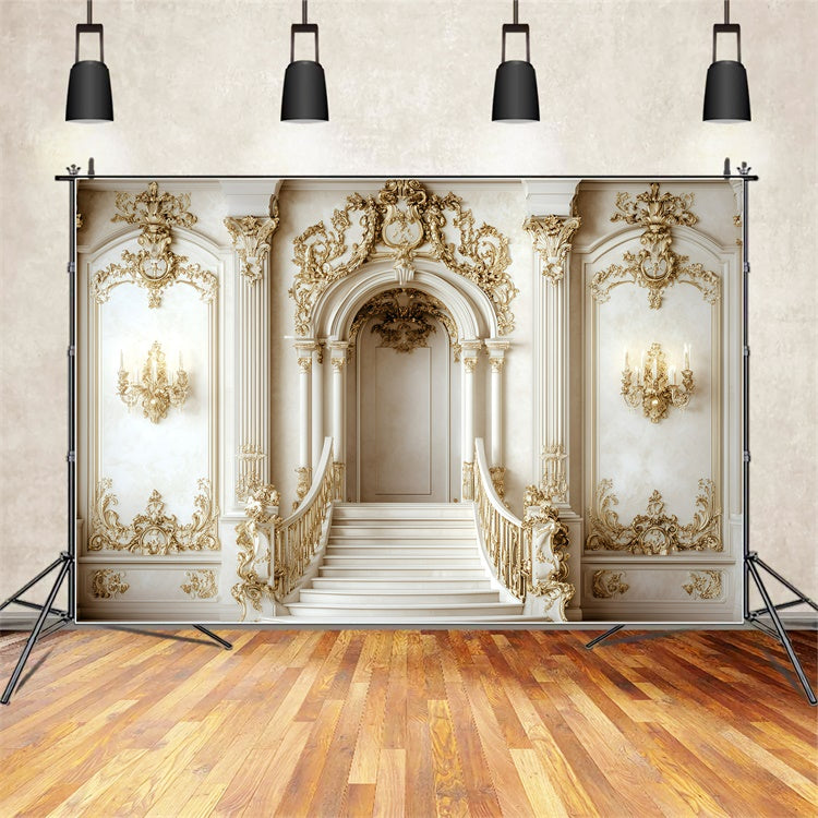 Retro Photo Backdrop Glamorous Baroque Hall Vintage Backdrop UK GQ4-304