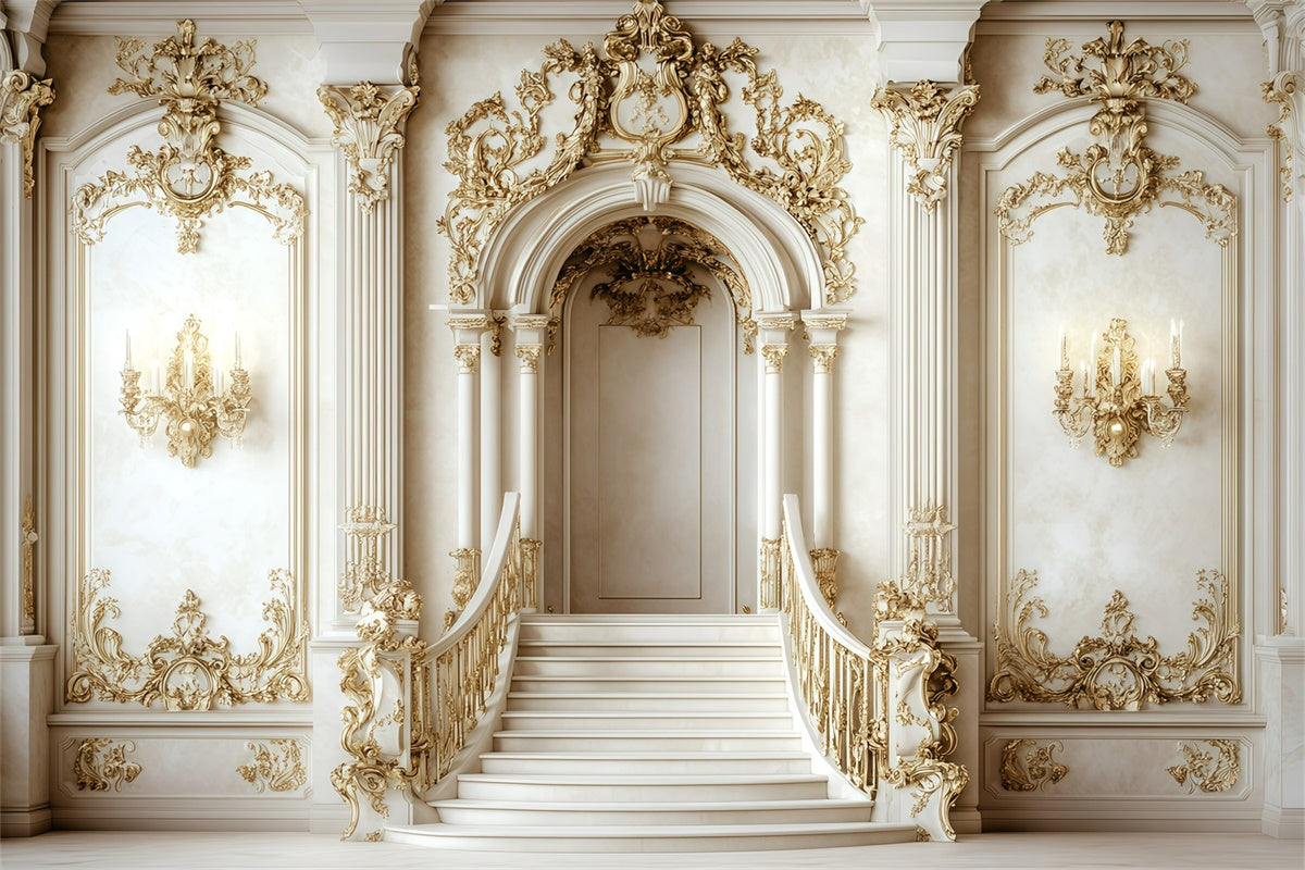 Retro Photo Backdrop Glamorous Baroque Hall Vintage Backdrop UK GQ4-304