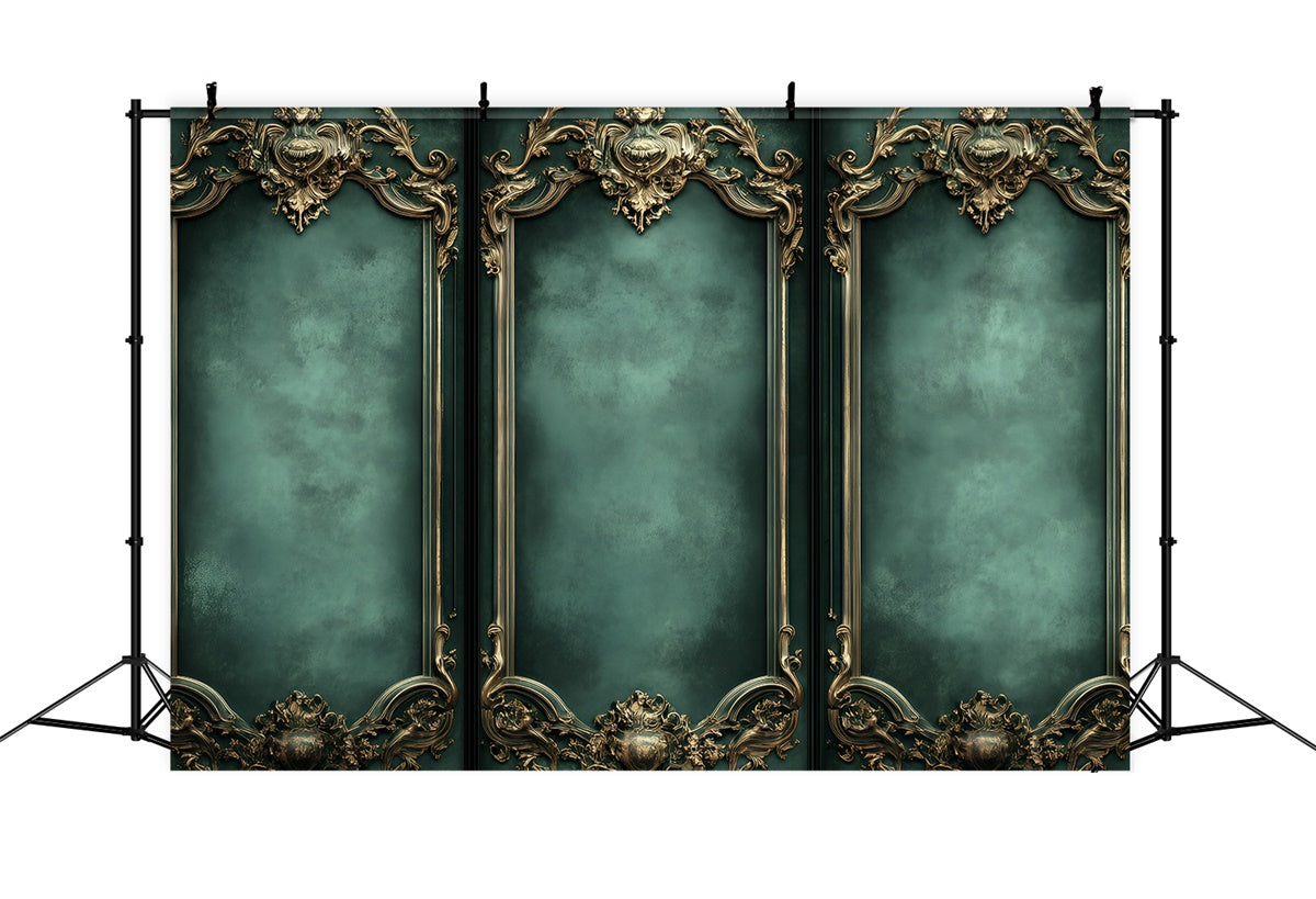 Vintage Wall Backdrop Opulent Green Baroque Walls Backdrop UK GQ4-305