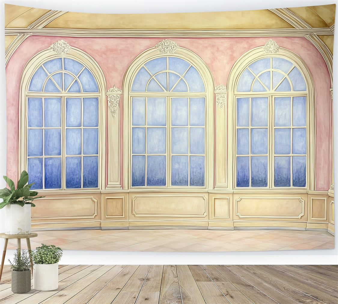 Vintage Photography Backdrops Soft Painted Royal Windows Backdrop UK GQ4-307