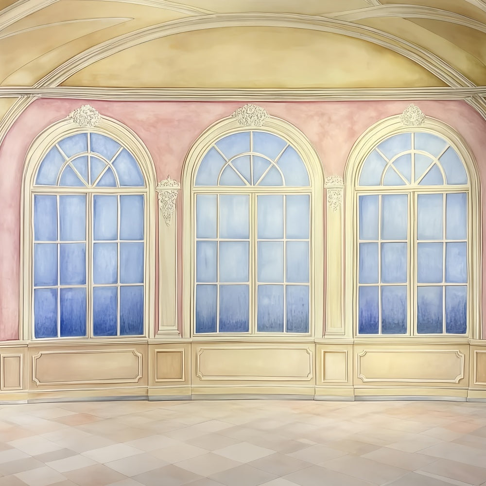 Vintage Photography Backdrops Soft Painted Royal Windows Backdrop UK GQ4-307