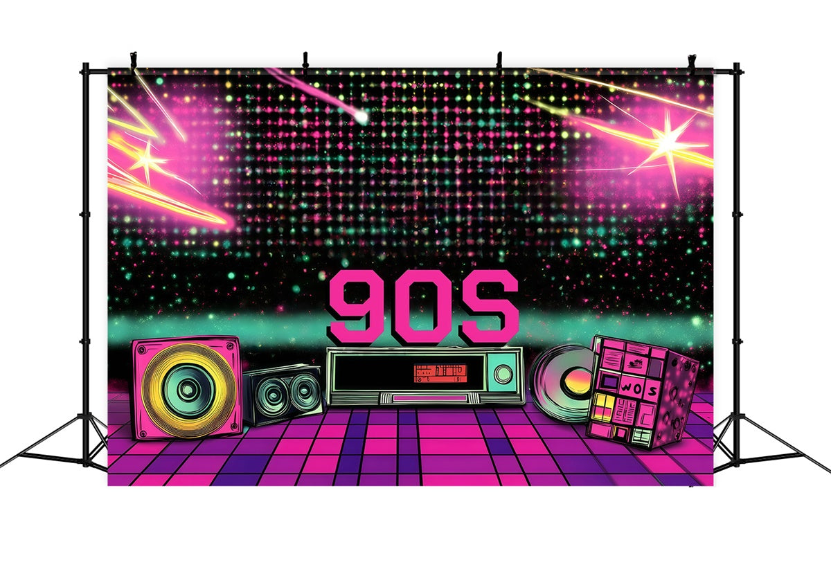 90s Photo Backdrop Retro Disco Party Lights Vintage Backdrop UK GQ4-308