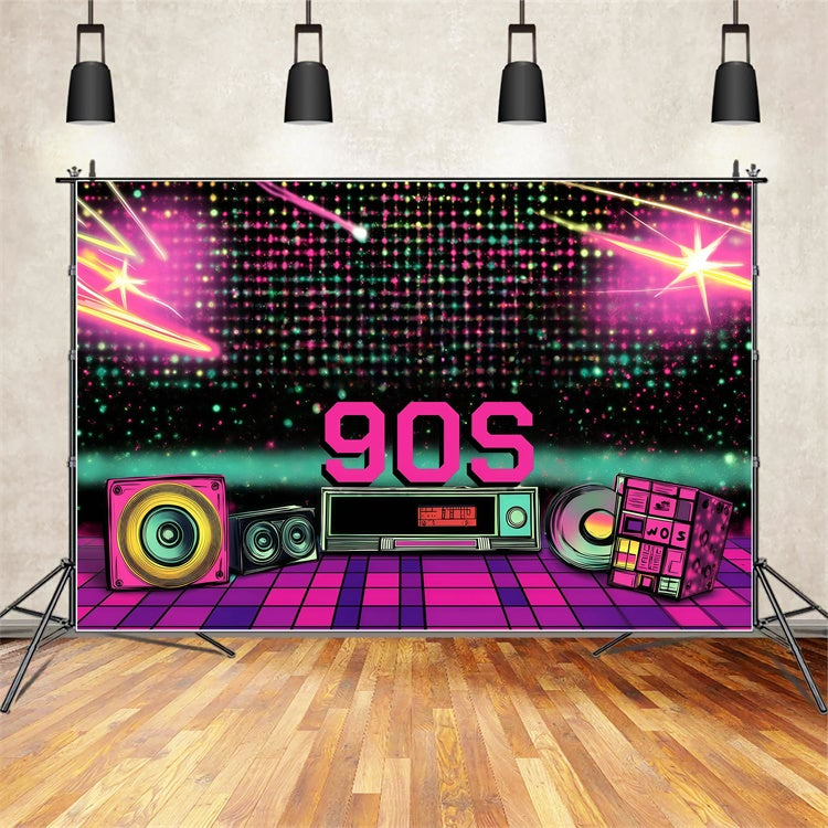 90s Photo Backdrop Retro Disco Party Lights Vintage Backdrop UK GQ4-308