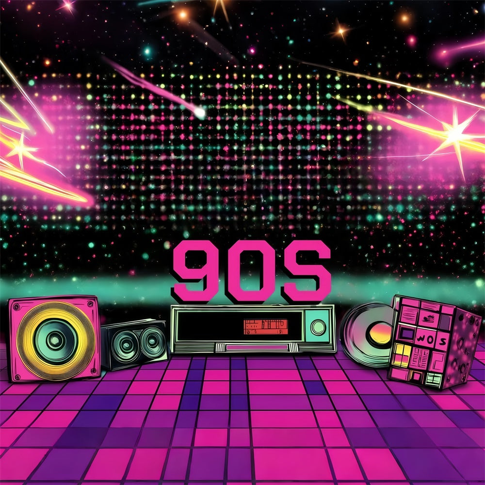 90s Photo Backdrop Retro Disco Party Lights Vintage Backdrop UK GQ4-308